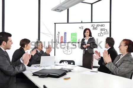 Business woman making the presentation and receiving applause Stock photo © zurijeta