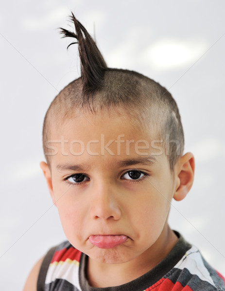 Cute mały chłopca funny włosy wesoły Zdjęcia stock © zurijeta