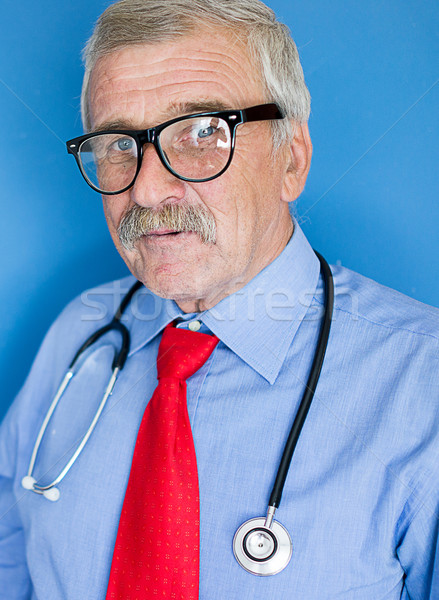 Idoso médico azul lab retrato senior Foto stock © zurijeta