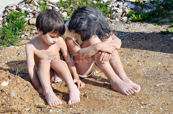 Poverty and poorness on the expression of children Stock photo © zurijeta