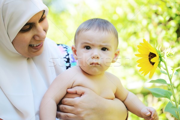 Foto stock: árabe · mãe · bebê · belo · natureza · família