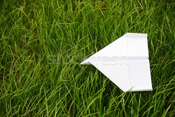 Flying paper airplane in grass Stock photo © zurijeta