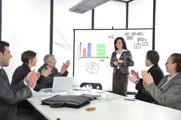 Businesswoman drawing a diagram during the presentation Stock photo © zurijeta