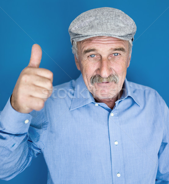 Portré mosolyog érett férfi bajusz idős jól kinéző Stock fotó © zurijeta