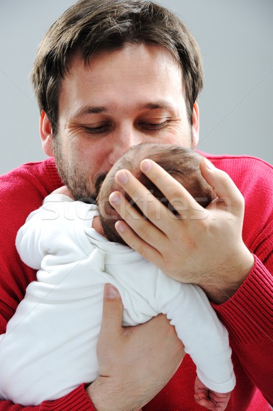 Gelukkig ouder baby vader pasgeboren familie Stockfoto © zurijeta