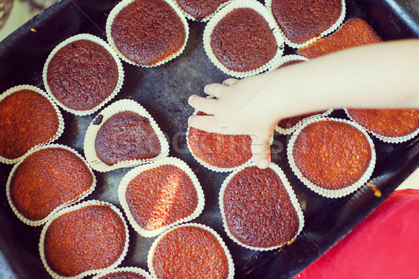 Kid eating homemade cake Stock photo © zurijeta