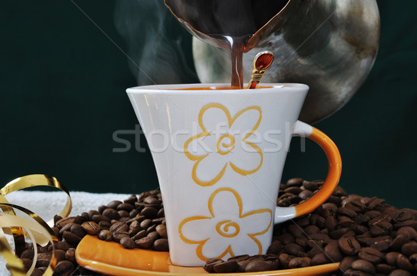 Stock foto: Heißen · Kaffee · vorbereitet · Blume · Textur · Raum