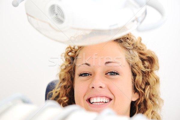 Healthy teeth patient at dentist office dental caries prevention Stock photo © zurijeta