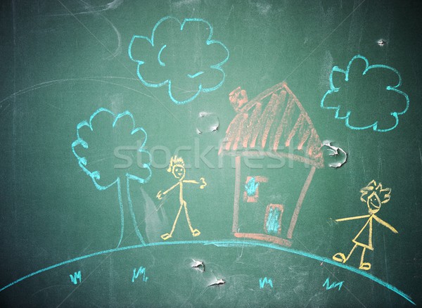 Aranyos iskolások osztályterem oktatás tevékenységek rajztábla Stock fotó © zurijeta