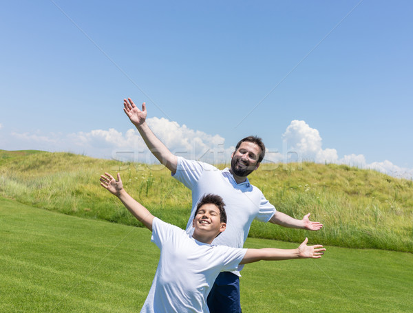 The best summer holiday vacation for father and son Stock photo © zurijeta