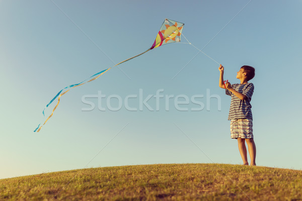Fut papírsárkány nyári szabadság vakáció tökéletes legelő Stock fotó © zurijeta