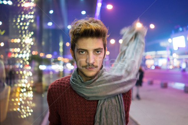 Young people on the night city street freezing of cold Stock photo © zurijeta