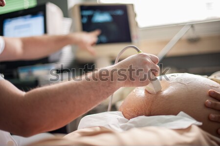 Foto stock: Mujer · embarazada · médico · clínica · embarazadas · medicina · máquina