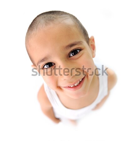 Cute boy with short hair, isolated, different angle Stock photo © zurijeta