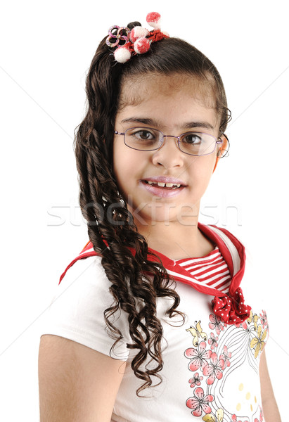Godny podziwu cute mały uczennica portret Zdjęcia stock © zurijeta