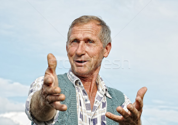 [[stock_photo]]: âge · moyen · Homme · personne · intéressant · gestes · ciel