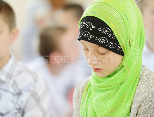 Muslim and Arabic girls learning together in group Stock photo © zurijeta