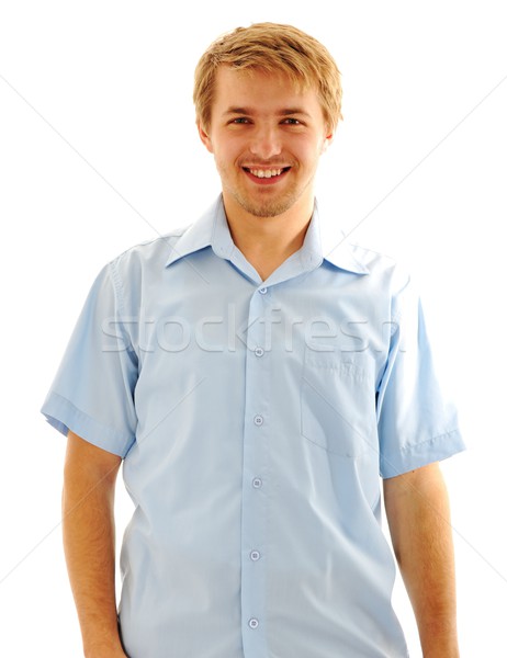 Stock photo: Portrait of an handsome blond man wearing a shirt looking at cam