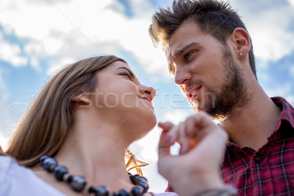 Stockfoto: Romantische · paar · natuur · meisje · liefde · vrouwen