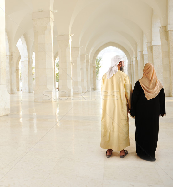 Muslim Arabic couple inside the modern mosque Stock photo © zurijeta