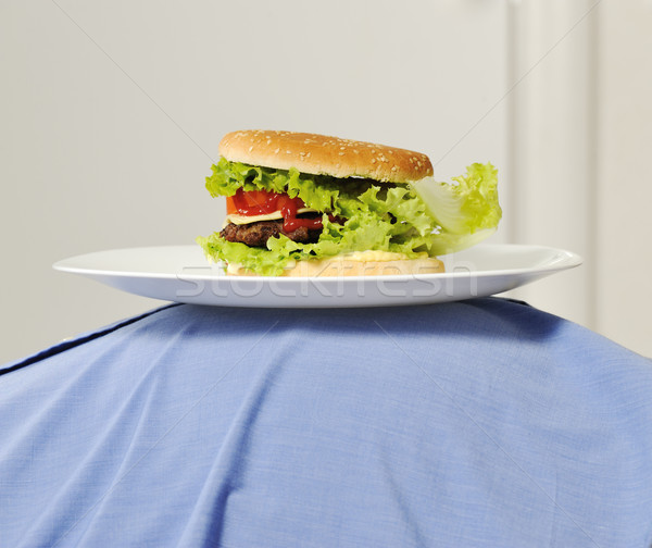Stock fotó: Hamburger · kövér · has · étel · test · egészség