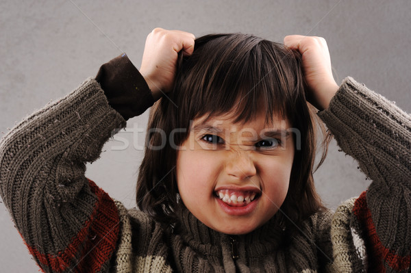 Schoolboy, series of clever kid 6-7 years old with facial expressions Stock photo © zurijeta