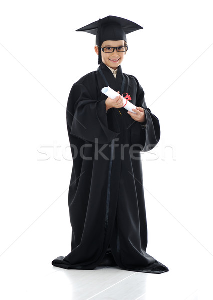 Stock photo: Diploma graduating little student kid, successful elementary school