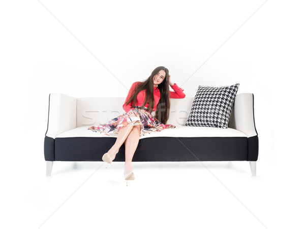 Sofa geïsoleerd witte gelukkig mode ontwerp Stockfoto © zurijeta
