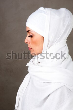 Biały piękna kobieta twarz tle sztuki etapie Zdjęcia stock © zurijeta