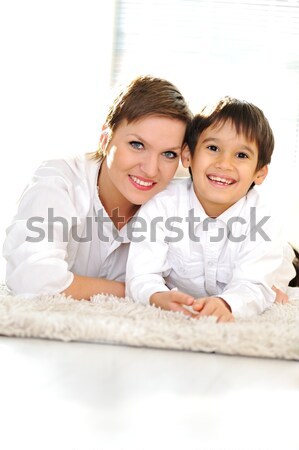 Foto stock: Feliz · crianças · sessão · casa · casa