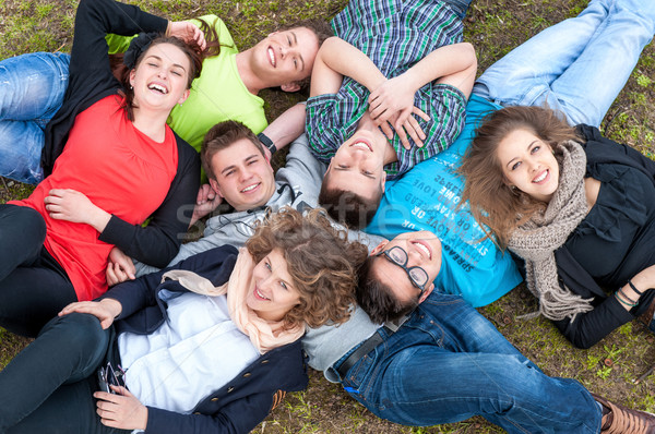 Nastolatków trawnik szczęśliwy shot szkoły charakter Zdjęcia stock © zurijeta
