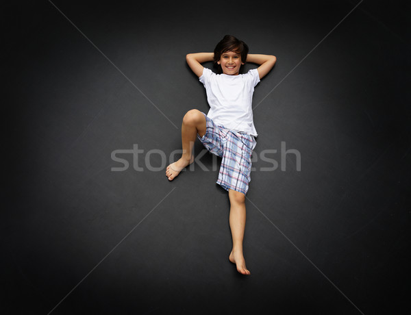 Criança saltando alto para cima criança trampolim Foto stock © zurijeta