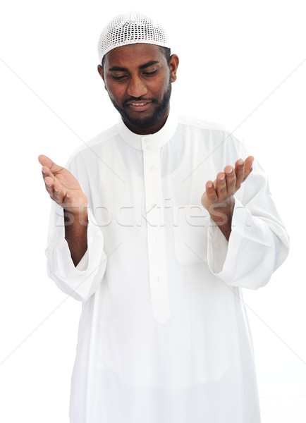 Black arabic man praying Stock photo © zurijeta