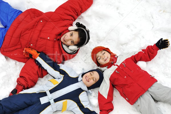 Glücklich Kinder Schnee Mädchen Lächeln Kind Stock foto © zurijeta