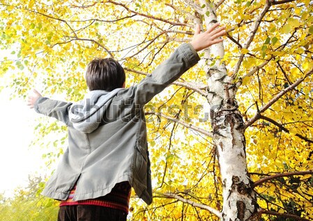 Glücklich kid Herbst Park Porträt Baum Stock foto © zurijeta