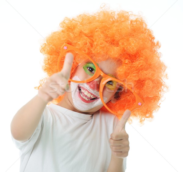 Drăguţ amuzant clovn copil alb portret Imagine de stoc © zurijeta
