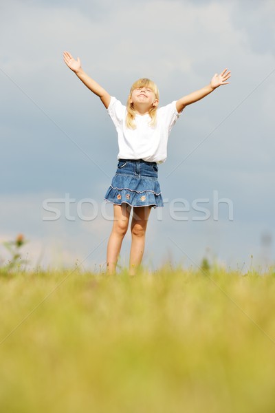 Gelukkig weinig kid zomer gras weide Stockfoto © zurijeta