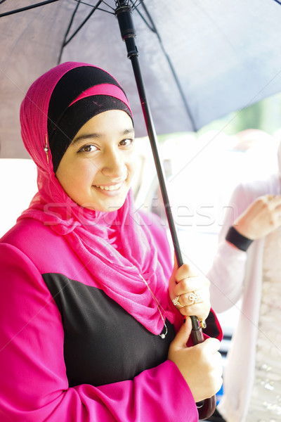 Piękna młodych Muzułmanin dziewczyna hidżab moda Zdjęcia stock © zurijeta