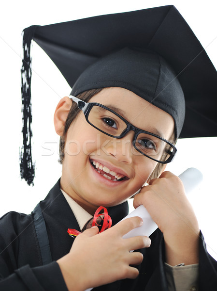 Foto stock: Diploma · pequeno · estudante · criança · bem · sucedido · escola · primária