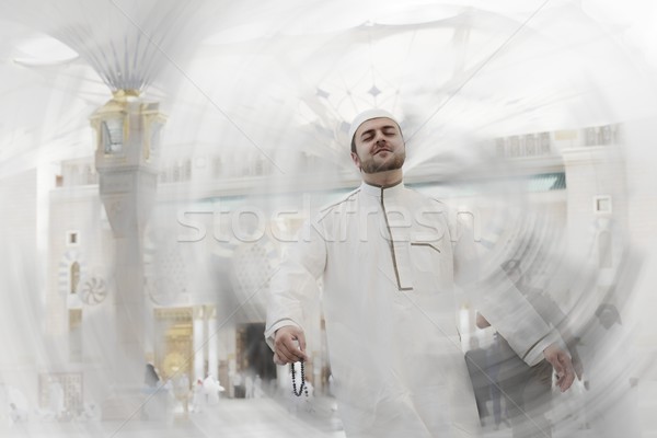 Muslim praying at Medina mosque Stock photo © zurijeta