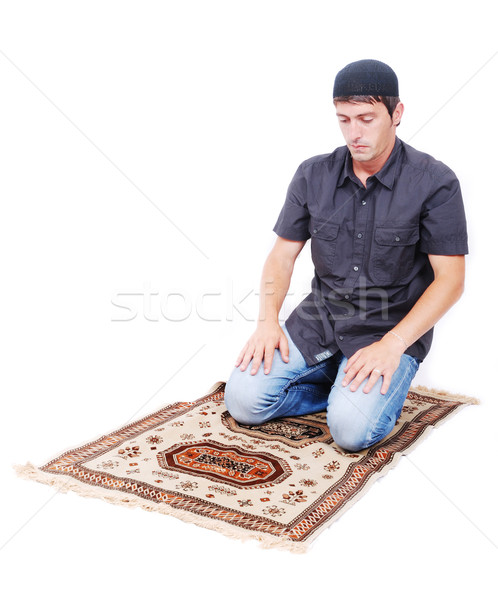 Muslim man is praying on traditional way Stock photo © zurijeta