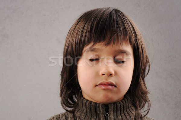 Schoolboy, series of clever kid 6-7 years old with facial expressions Stock photo © zurijeta