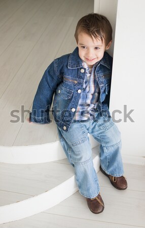 Kövér gyerek fiú boldog orvosi rajz Stock fotó © zurijeta