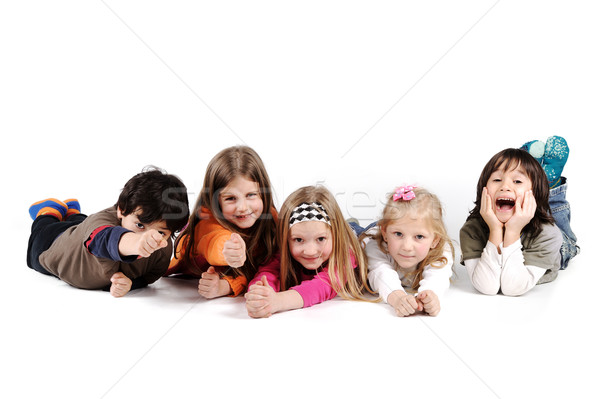 Crianças grupo família isolado meninas Foto stock © zurijeta