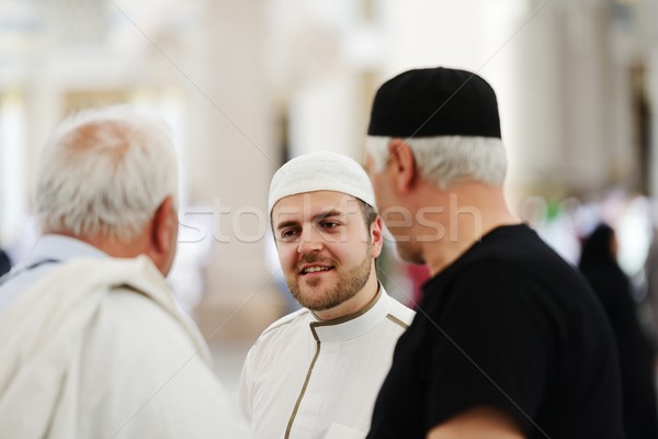 Muslim Arabic brothers meeting together with father Stock photo © zurijeta