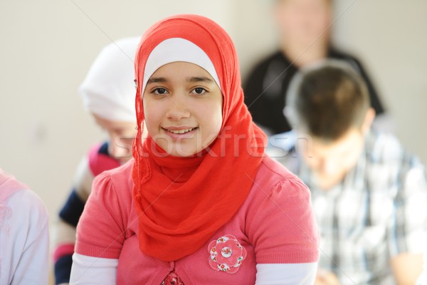 Stock foto: Muslim · arabisch · Mädchen · Lernen · zusammen · Gruppe