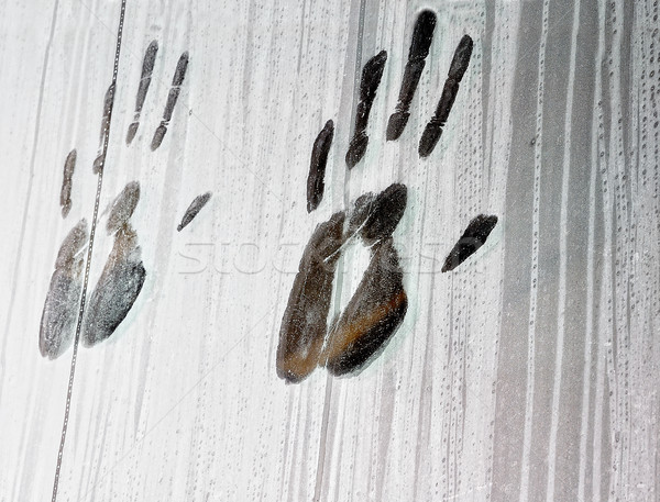 Handprints on the glass Stock photo © zurijeta