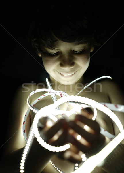 Portret copil lumina zâmbet faţă viaţă Imagine de stoc © zurijeta