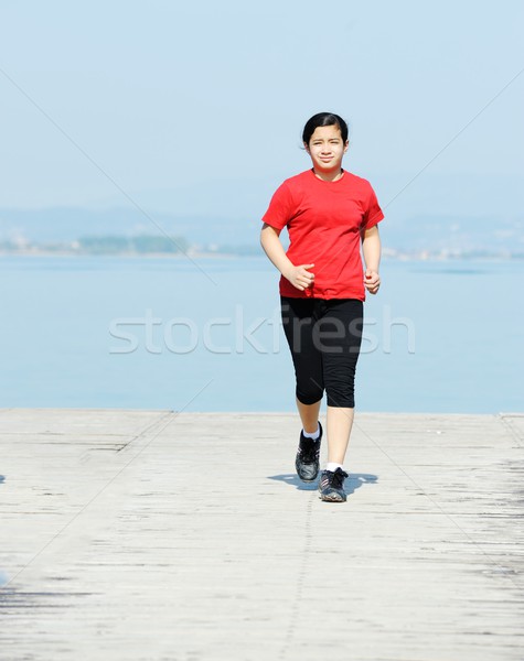 Bois quai belle lac enfants pont [[stock_photo]] © zurijeta