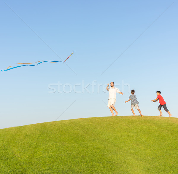 Foto stock: Corrida · pipa · férias · de · verão · férias · perfeito · prado